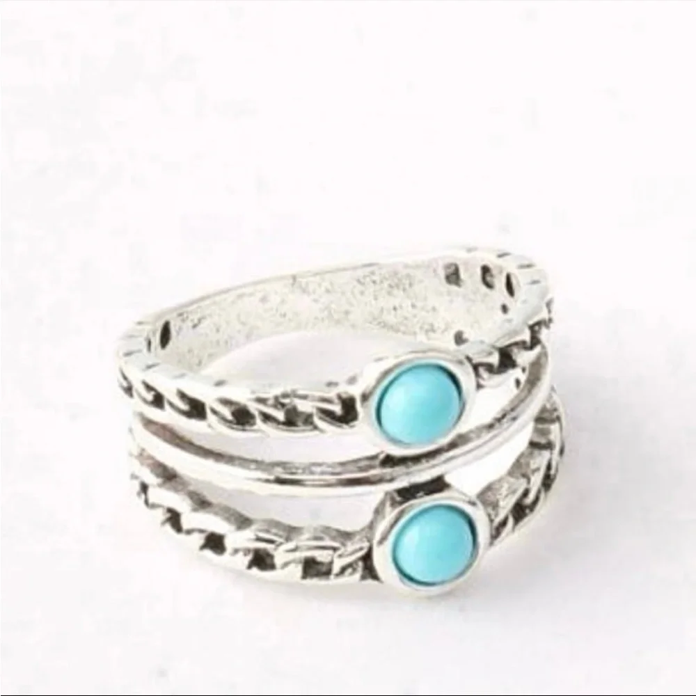 Size 8 Turquoise Rope Ring NEW NEW